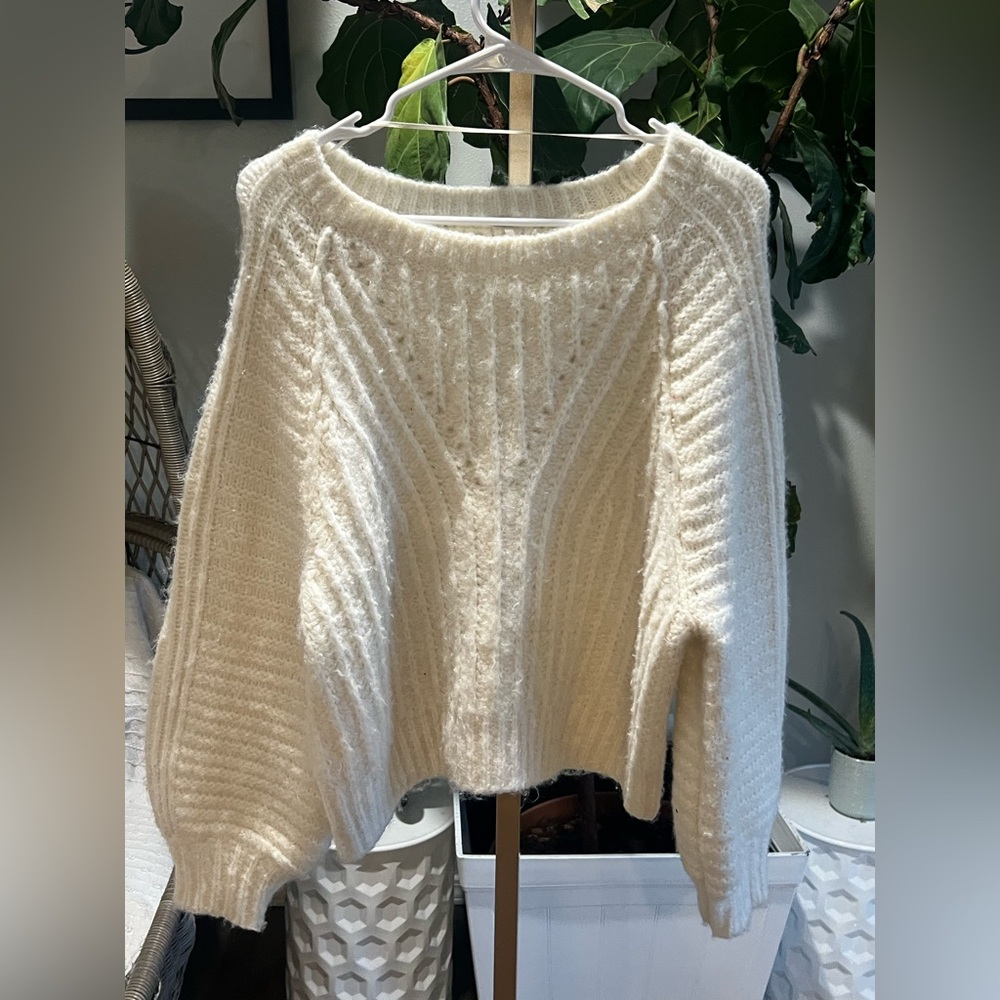 Free People Cream Crew Neck Sweater - Picture 3 of 8